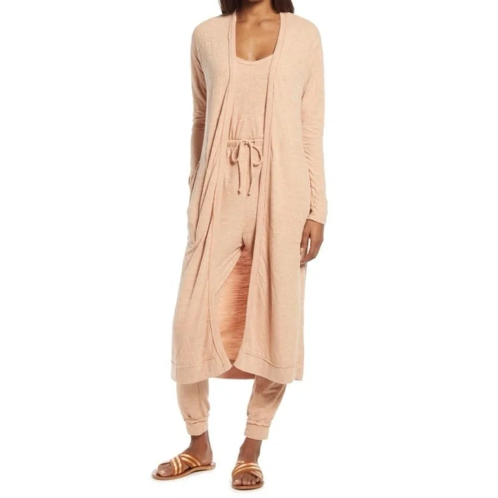 Free People FP Beach Sweater Bi-Coastal Cardigan Duster Papaya Sun Sz S